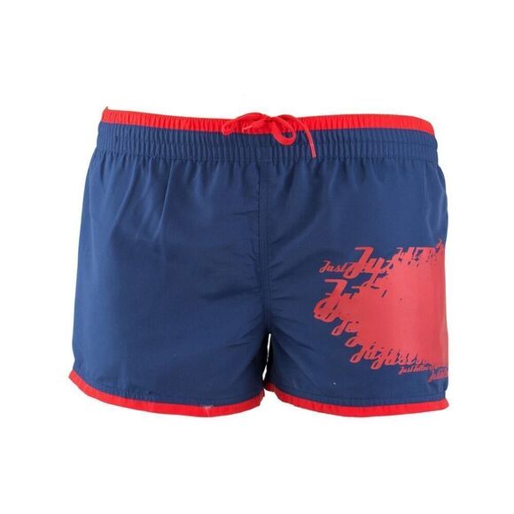 New Just Cavalli Men XS / 46 Navy Red Short Shorts Swim Beach Trunks Back Pocket - Picture 1 of 3